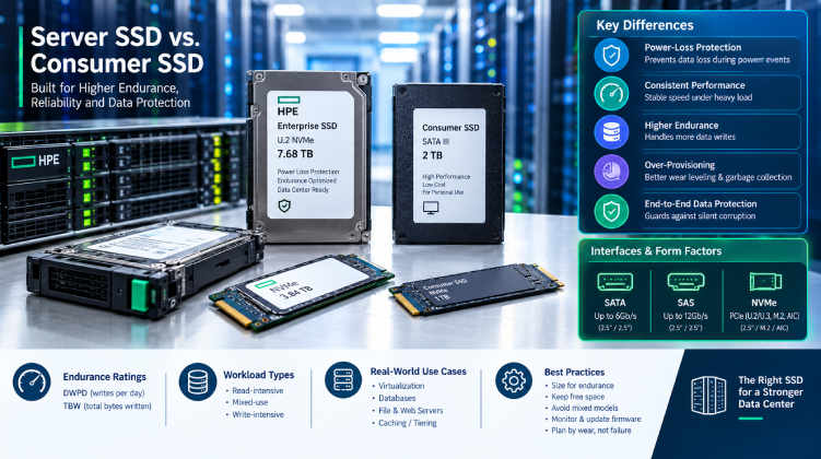 Server SSD vs. Consumer SSD: Why Endurance and Power-Loss Protection Matter in the Data Center